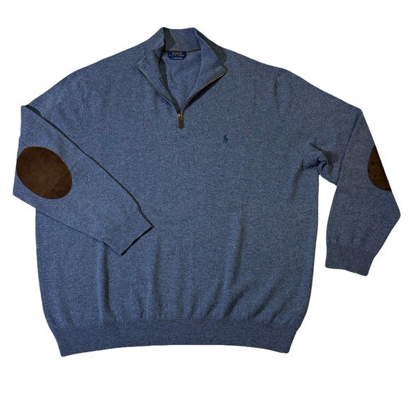 Polo Ralph Lauren mens 4XLT Tall blue merino wool 1/4 zip pullover